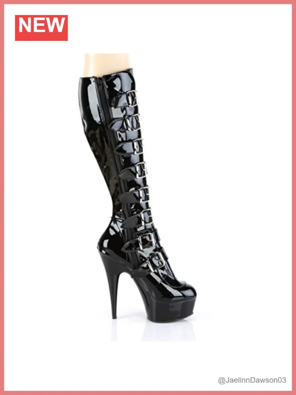 Pleaser Delight-2049 Over The Knee Patent Lace Up Platform Boots